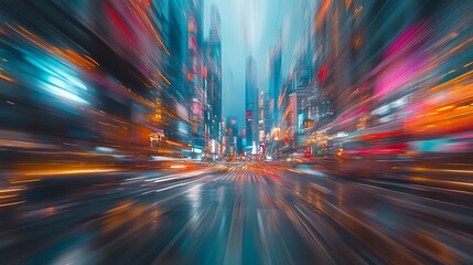 Cityscape in Motion, Blurred Lights and Speed