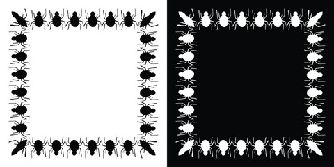 Halloween spider spooky frames set isolated background. Decorative frame. Vector