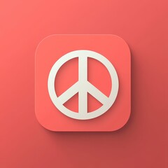 stylized peace symbol icon on coral background, representing harmony and unity in a modern design.