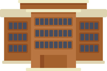 Sticker - Illustration featuring a large brick building with many windows, useful icon for topics like architecture, city life, or business