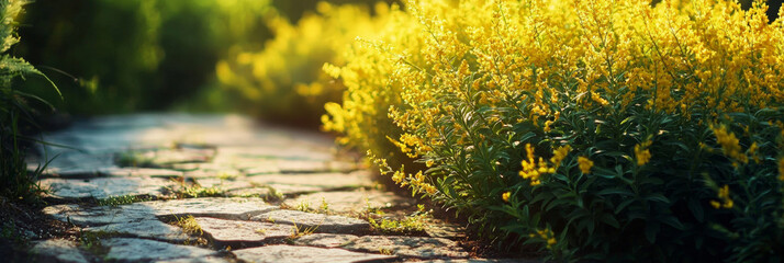 Wall Mural - yellow and green foliage with sunlight shining on it, generative ai