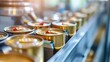 © IYearDesign - An automated food canning line with cans being filled and sealed at high speed, canning process, automated food manufacturing