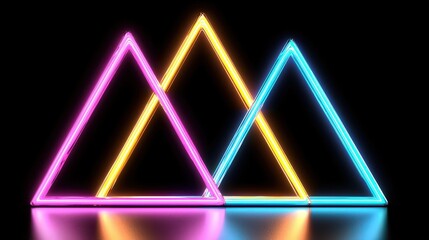 Wall Mural - Abstract Neon Triangle Lights Background   Pink  Yellow  Blue Geometric Shapes