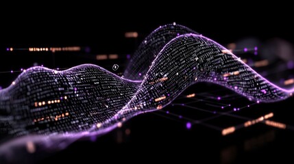 Abstract Digital Wave  Futuristic Technology  Data Flow  3D Illustration  Network  Cybersp