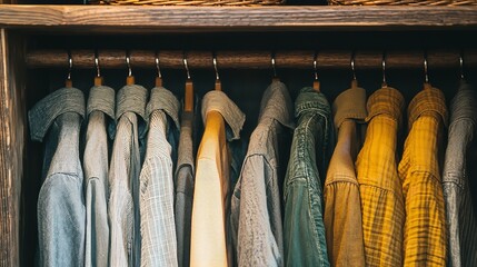 Men's Clothes Hanging in the Wardrobe