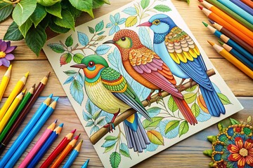 Intricate Bird Coloring Pages for Adults: Creative Stress Relief and Mindfulness Activities for Relaxation