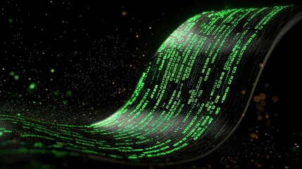 Abstract Digital Code Wave with Glittering Particles