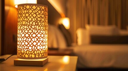 Sticker - Elegant Table Lamp in Cozy Hotel Room Setting