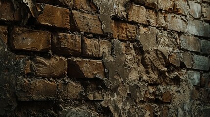 Canvas Print - Rustic Brick Wall with Peeling Paint and Texture