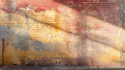 Canvas Print - Colorful Textured Wall with Faded Paint and Shadows