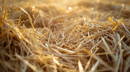 Wall Mural - Golden Hay Texture: A Close-Up Look at Nature's Beauty