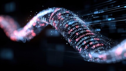 Abstract Digital Data Stream with Binary Code  Cyber Security Technology Background