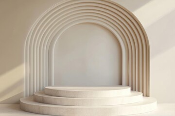 Wall Mural - Minimalist Archway with Stone Podium for Product Display