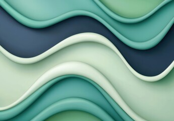 Poster - abstract wavy background in shades of green