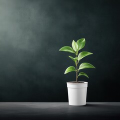 A plant growing in the shade, unable to reach the sunlight.