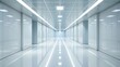 © Sayfar - Empty long light corridor with modern white background and futuristic reflections