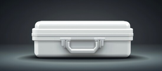 Clean and detailed 3D illustration of a white carrying case with a sturdy handle.