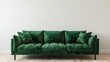 © Imsuniyah - Green Velvet Sofa with Cushions in a Minimalist Interior