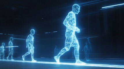 Wall Mural - 41. a hologram depicting human growth stages from infancy to adulthood
