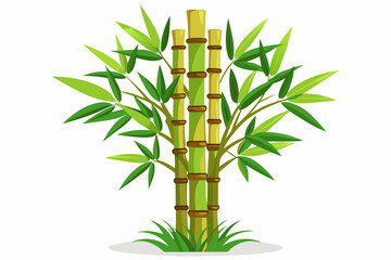 Sticker - Cut bamboo with grass logo design vector illustration