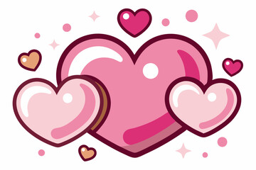 Sticker - Unique cute four special love heart flat design icon