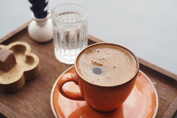 a cup of turkish coffee on table 