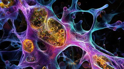 Wall Mural - 15. A holographic representation of a human pancreas cell secreting insulin