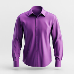 Purple shirt on a white background, neatly folded.