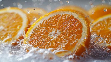 Close-up of orange slice submerged in water