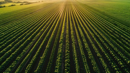 Sticker - Aerial View of a Vineyard with Rows of Grapevines in the Sunset