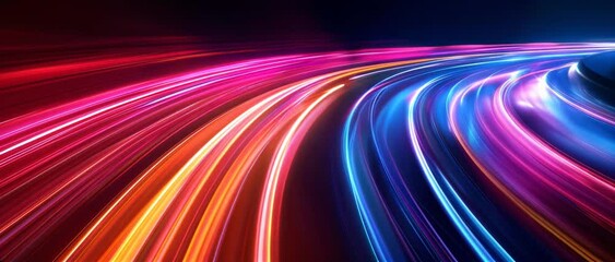 Wall Mural - dynamic 4k animation showcasing high-speed light trails in vibrant red, blue, and yellow, creating a