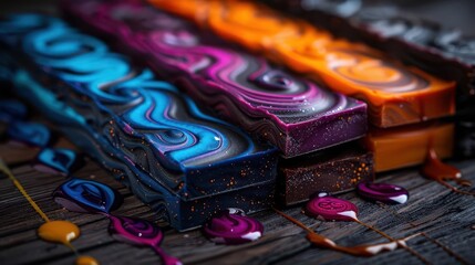 Handmade Soap Crafting Workshops, vibrant colors, close-up, creative process, photography