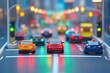 © Ariestia - Three Toy Cars Stopped at an Intersection in a Cityscape Setting