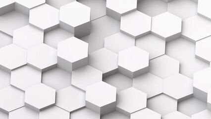 Wall Mural - White hexagons geometric background, minimal honeycomb pattern wallpaper.