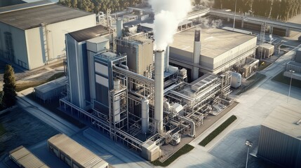 A futuristic industrial waste-to-energy plant turning hazardous waste into electricity.