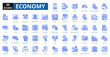 © Zero_wing - Economy blue icon collection set. Includes efficiency, money, saving, scheme, finance, system, conservation, control, elegance, action, budget