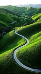 road among green mountains