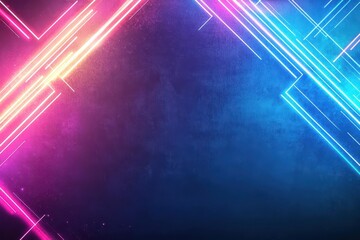 Poster - Abstract crisscrossing light lines with glowing neon edges, modern digital art, dark gradient background