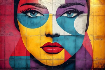 modern interpretation female vivid graffiti art urban street art background artwork stock photo pop art