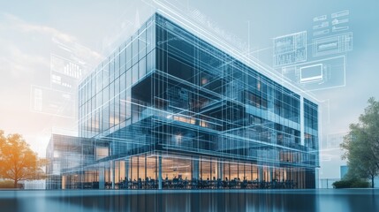 a modern office building representing a small to medium-sized enterprise (sme) with glass windows an