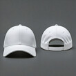 © MacAttack Creations - white baseball cap mockup front and back view on gray background