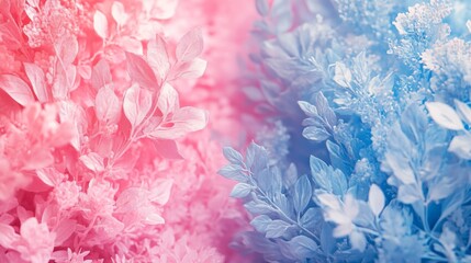 Canvas Print - Pink and Blue Foliage Background