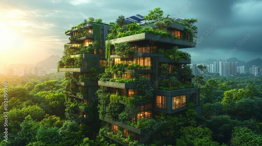 Illustration of Sustainable Urban High Rise Living Trends