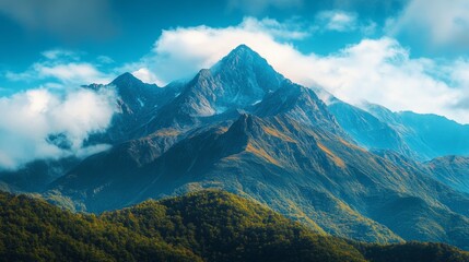 Canvas Print - Majestic Mountain Peak in Bright Daylight