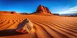 © Hugnaka - Close-up shot of red sand and magical rock formation in dry arid desert