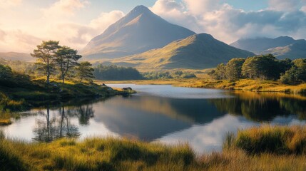 Canvas Print - Majestic Mountain Reflection in Serene Lake