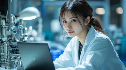 Wall Mural - young scientist in research lab