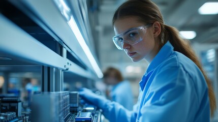 Wall Mural - female scientist in high-tech laboratory