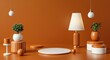 © volga - Warm-toned modern interior with decorative lamps plants