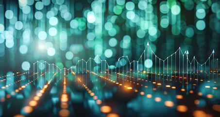 Aufkleber - A background image of the stock market prices going up with an arrow using light green dark green and white.
